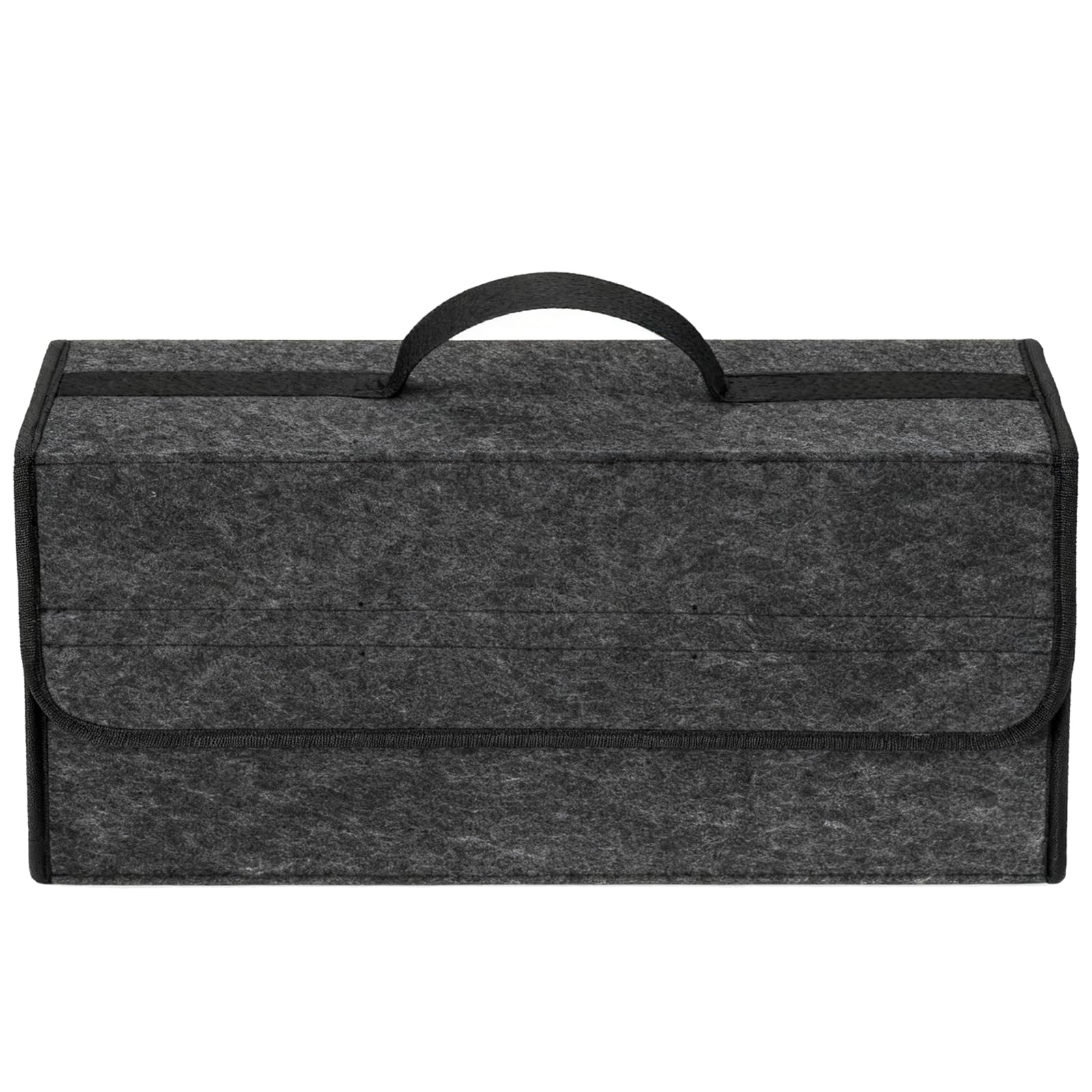 Vbgurr Dark Grey Car Boot Organiser Storage Bag,50X17x23cm Boot Tidy For Car,Anti Slip Foldable Car Boot Tidy Organiser With Carry Handle,Boot Organiser With Lid, Felt Storage Box For All Vehicles (1Pc)