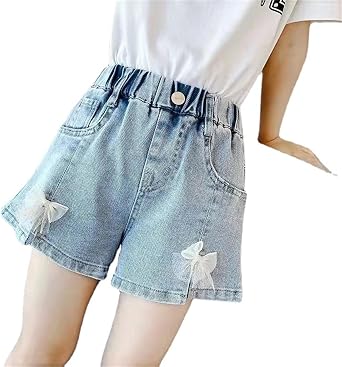 Little/Big Girls Denim Shorts Elastic Waist Kids Summer Jeans Shorts 4-12 Years