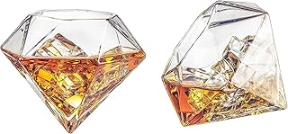 The Wine Savant Diamond Whiskey Glasses, Scotch, Bourbon or Wine Glasses, Set of 2 10 oz Old Fashion Elegant Spirits Glasses