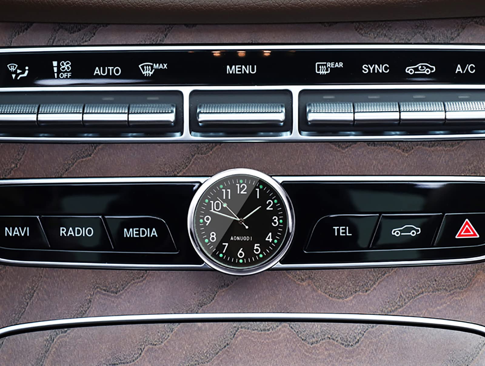 Auto Car Vehicle Thermometer Hygrometer Clock,Mini Small 3 in 1 Classic Dashboard Thermometer Hygrometer Clock for Car Cool Decoration,Black