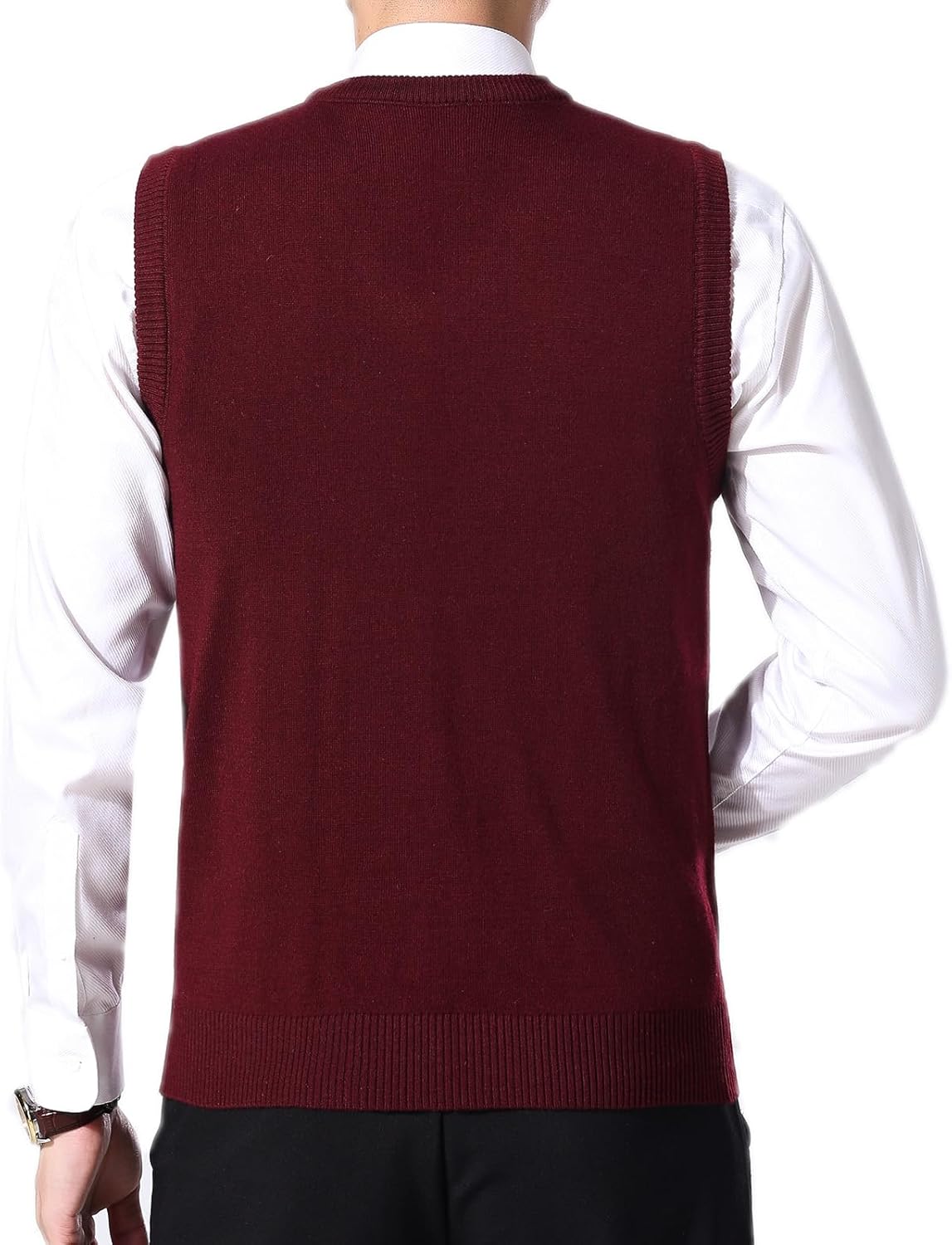 ZUEVI Men's Sweater Vest Classic V-Neck Knitted Pullover Sweaters Tops Sleeveless Relaxed Fit Knitwear Vests - Image 2