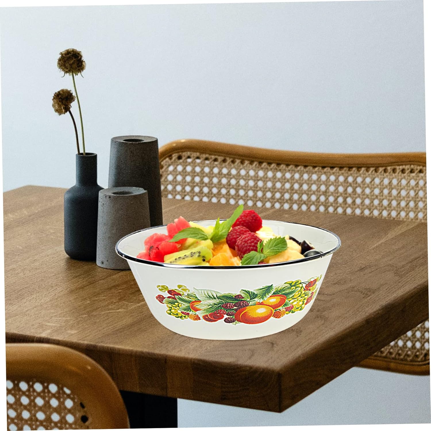 GANAZONO 2 Sets of Thicken Enamel Food Storage Bowls with Lids - Stackable Cereal and Salad Bowls for Home Use Perfect for Soups and Snacks