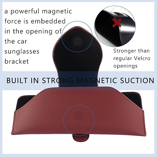 Miniatura 3 de Soporte magnético para lentes de sol para visera de automóvil, funda de cuero suave para lentes de sol, clip universal para el interior del