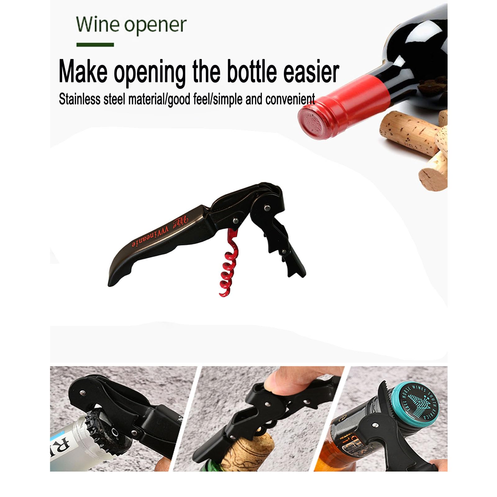 Abridor de Botellas de Vino,70G Engrosado Acero Inoxidable Doble Bisagras Llave con Lámina Cutte Para Camareros de Restaurante, Camarero Profesional Sacacorches Vino Abredores Conjunto (20, Rojo)
