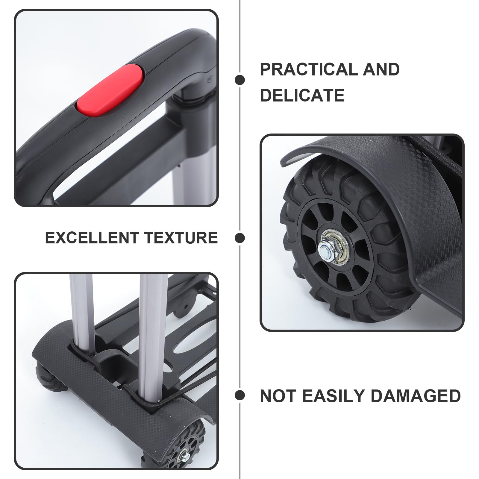 Carrello Portapacchi Pieghevole Leggero con Ruote Resistenti e Manico Regolabile Carrello Spesa Richiudibile Compatto per Bagaglio e Trasporto Versatile