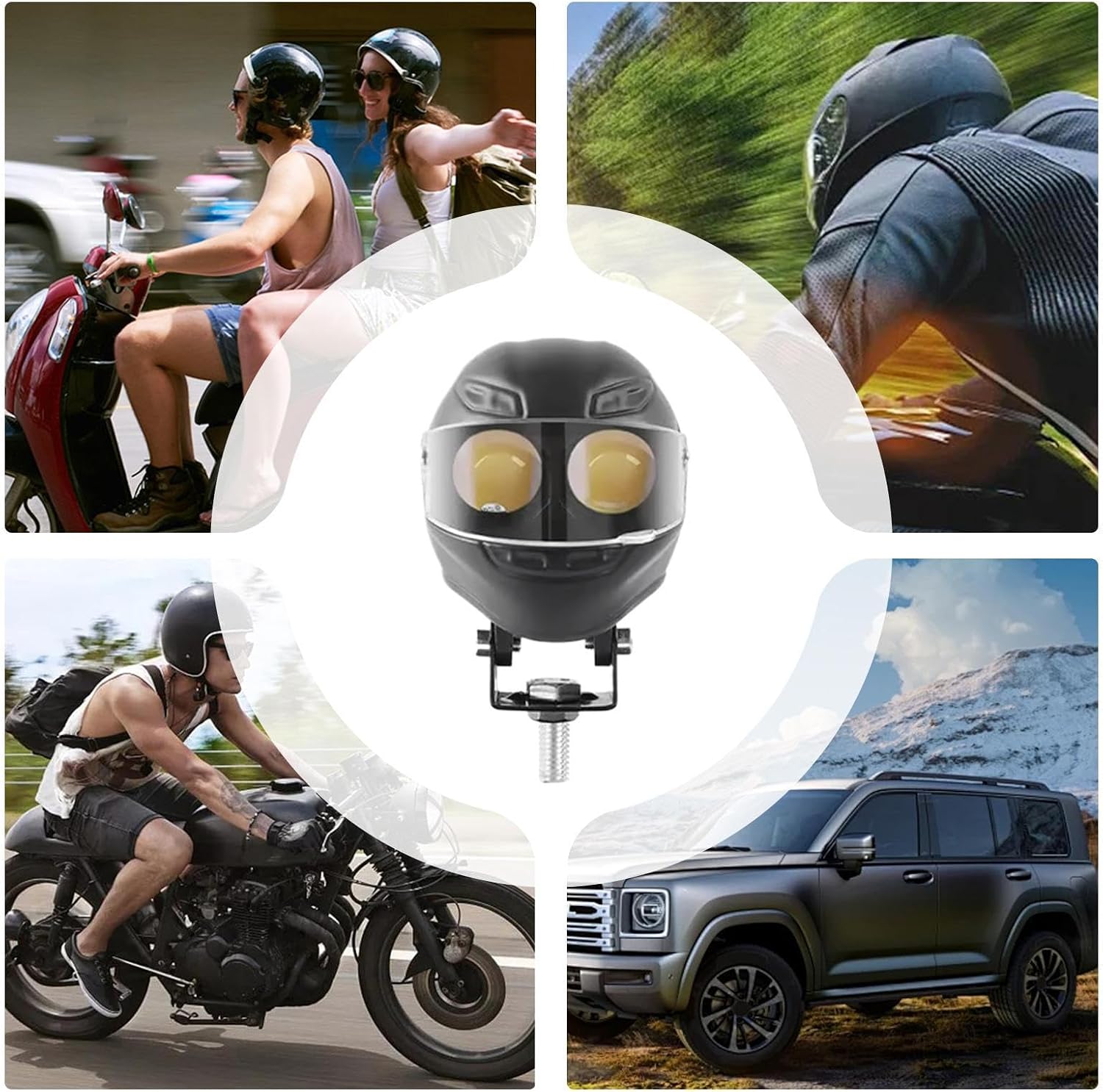 Motorcycle Fog Lights, Helmet-Style LED Auxiliary Lamp, Motorbike Driving Spotlight with Adjustable Mounting Bracket, Offroad Light Set with Energy Efficient Design, Scooter ATV Dirt Bike Street