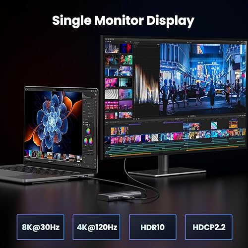 Miniatura 5 de UGREEN Revodok 206 Estación de acoplamiento 6 en 1 USB C Dock Dual HDMI 4K 60Hz Individual 8K 30Hz 100W PD 5Gbps USB C y USB A Puertos de datos USB