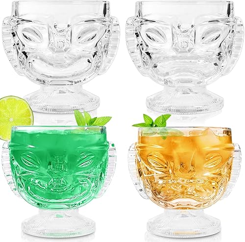 Gusnilo Tiki - Vasos Tiki Cups de cóctel de 17 onzas, copas de vino, juego de copas de cóctel, Tiki Bar 16.9 fl oz para el hogar, bar, fiesta,