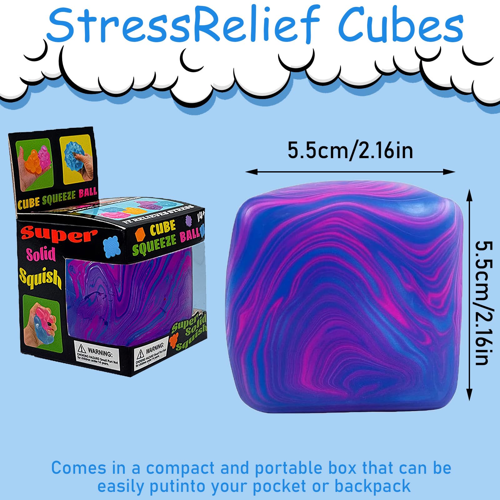Stress Relief Toys, 2.16in Squishy Cube Used To Alleviate Autism Anxiety - Image 2