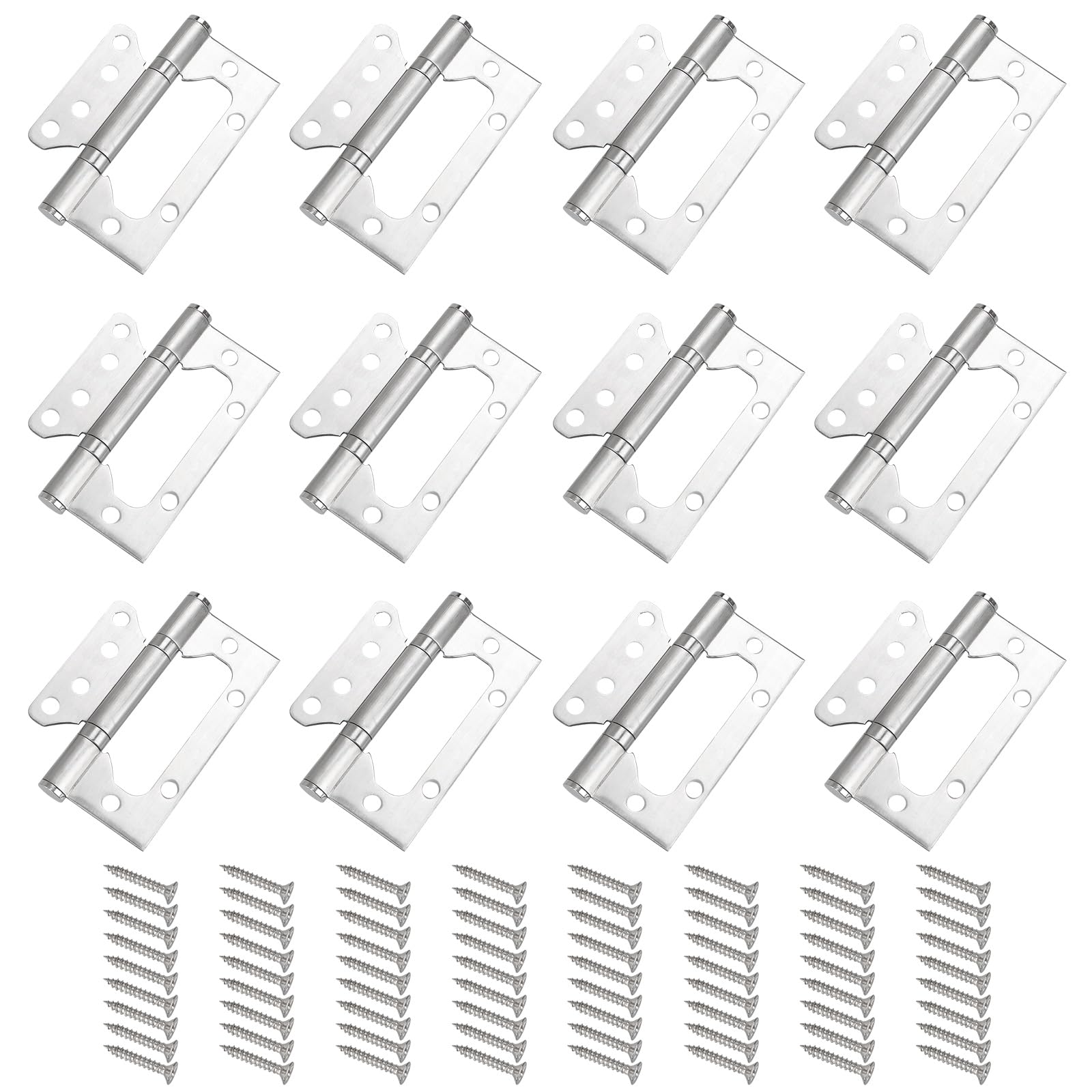 Buy LOLYSIC 12 Pcs Flush Hinges, 100mm / 4 Inch Flush Door Hinges