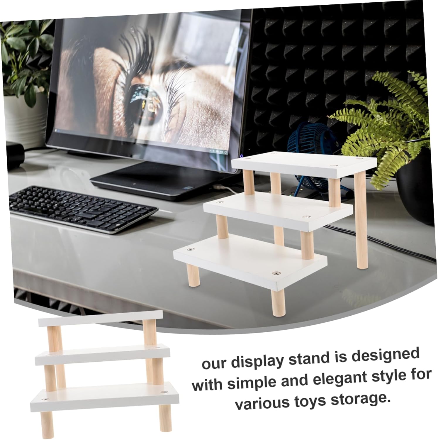 Figures Display Stand Riser Display Shelf for Toys and Handcrafts White