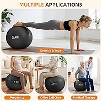 Vista 7 de Gruper Yoga Ball, Extra Thick Non Slip Exercise Ball for Workout, Birthing, Balance, Stability, Pregnancy, 4 Sizes Anti Burst Chair for Home and