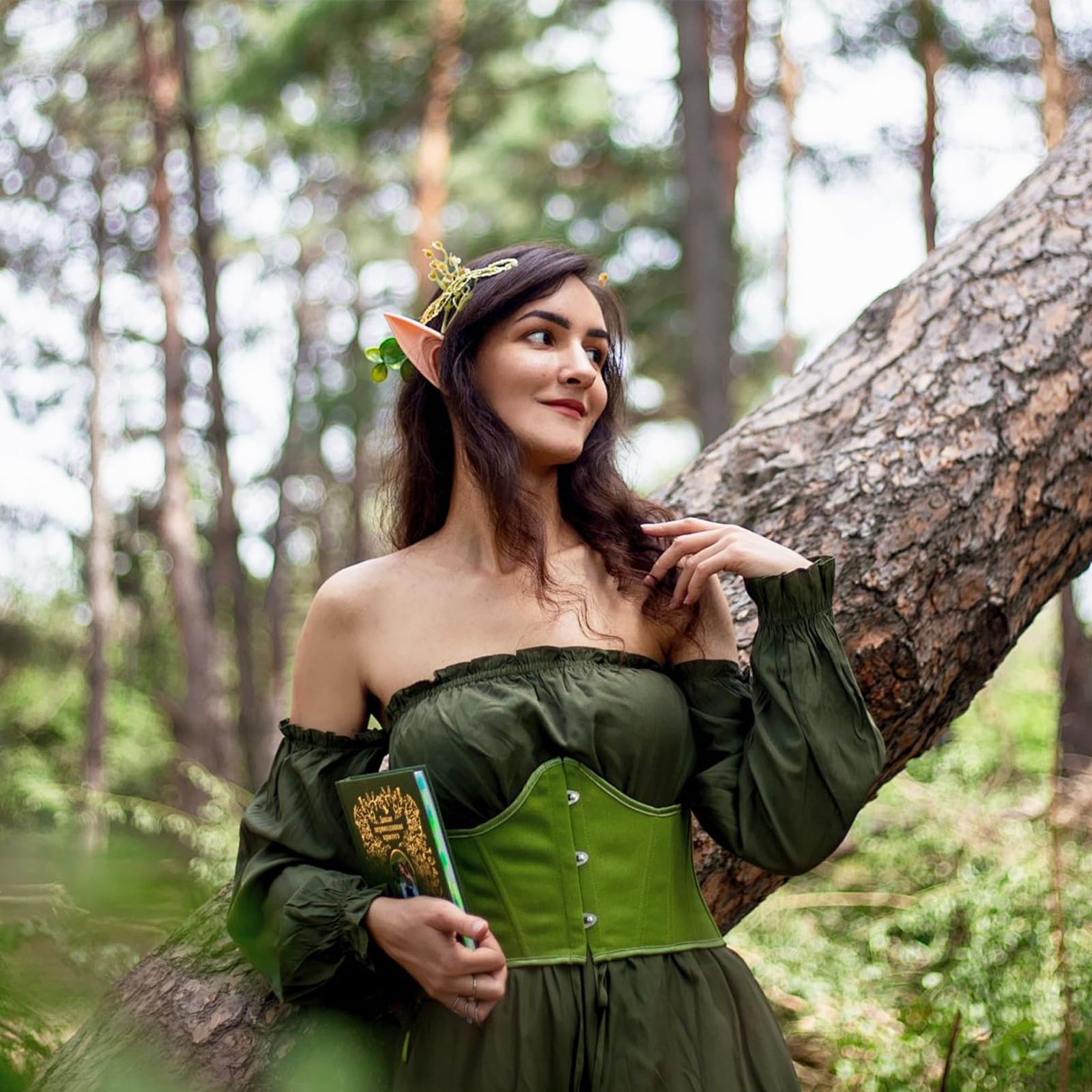 2 Paar Elfenohren Hautfarbe aus Kunststoff, Feenohren für Halloween Karneval und Maskerade Kostüm, Cosplay Zubehör Requisiten für Livestream Party