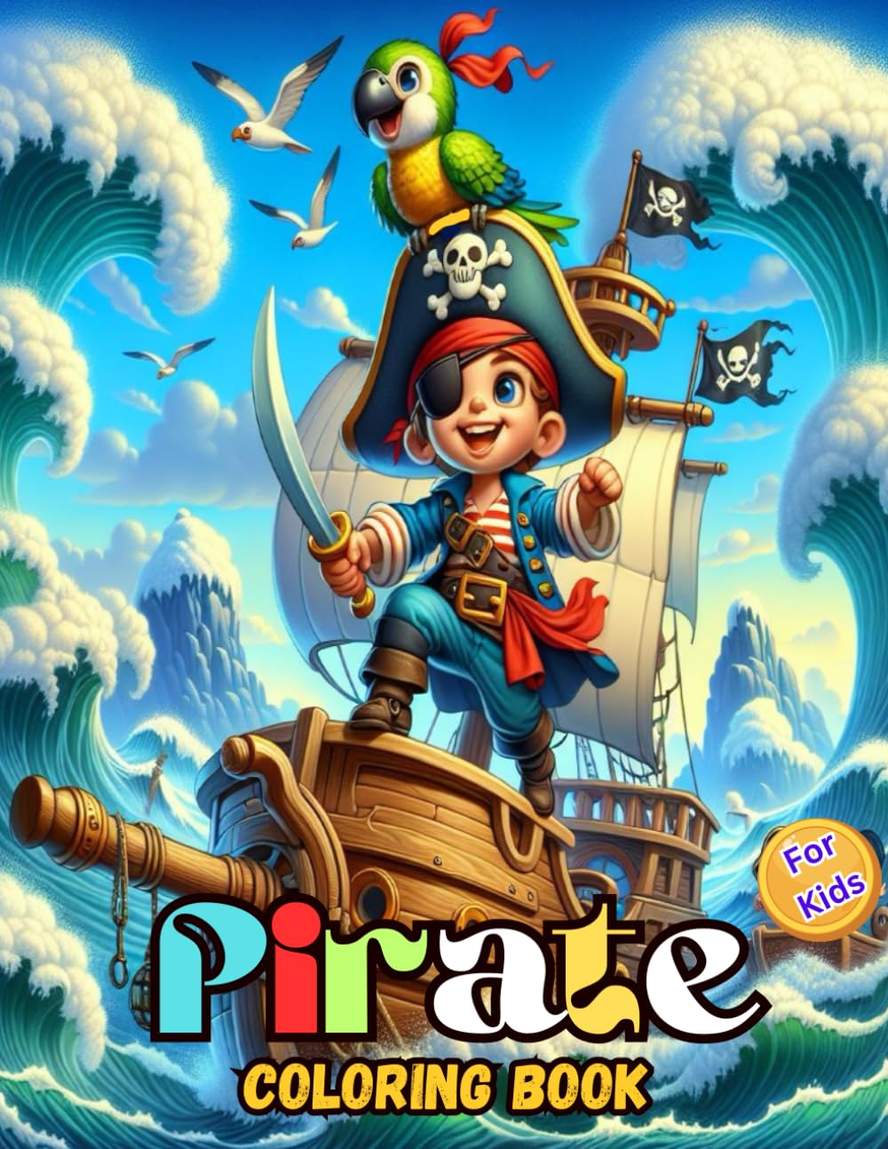 Pirate Coloring Book For Kids: Pirates Coloring Pages for Kids ages 4-8, 8-12, Sea Adventure Coloring