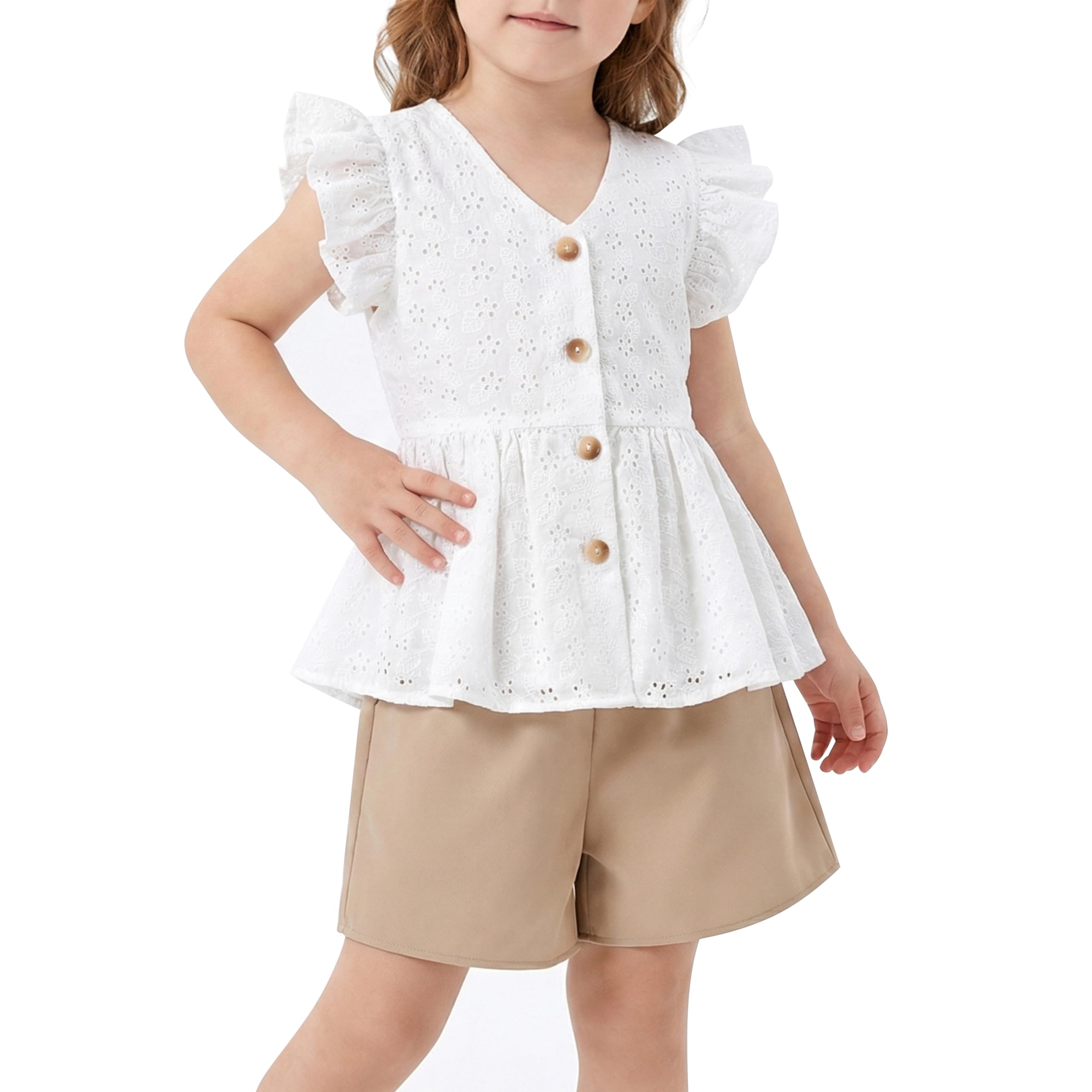 Sunny Fashion Robe Fille Filles 2 Pièces Shorts Fixer Habiller Dentelle Ébouriffer Été Frais Confortable Tenue 5-10 Ans