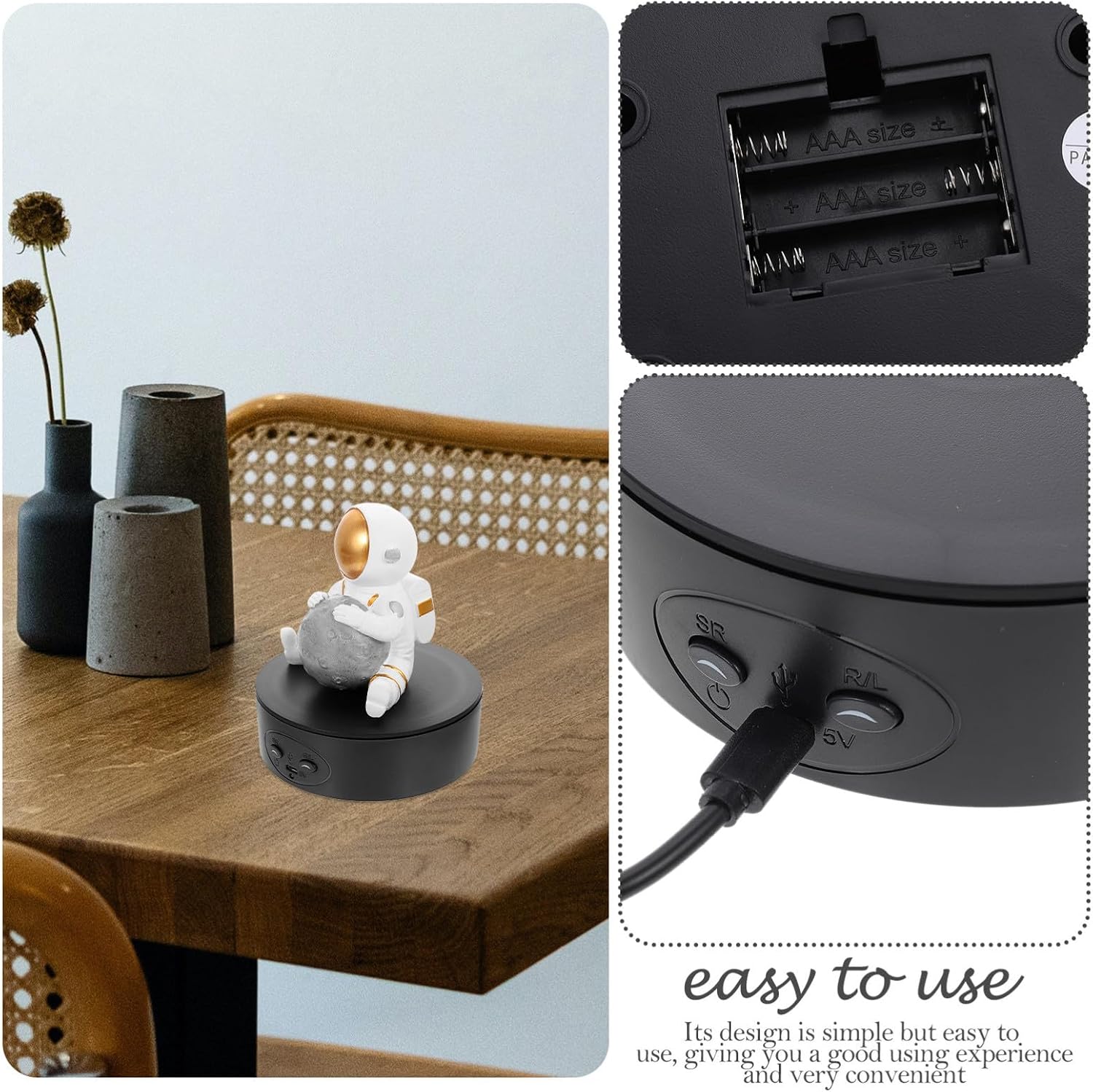 Lurrose Mini 360 Degree Silent Turntable Stand for Display