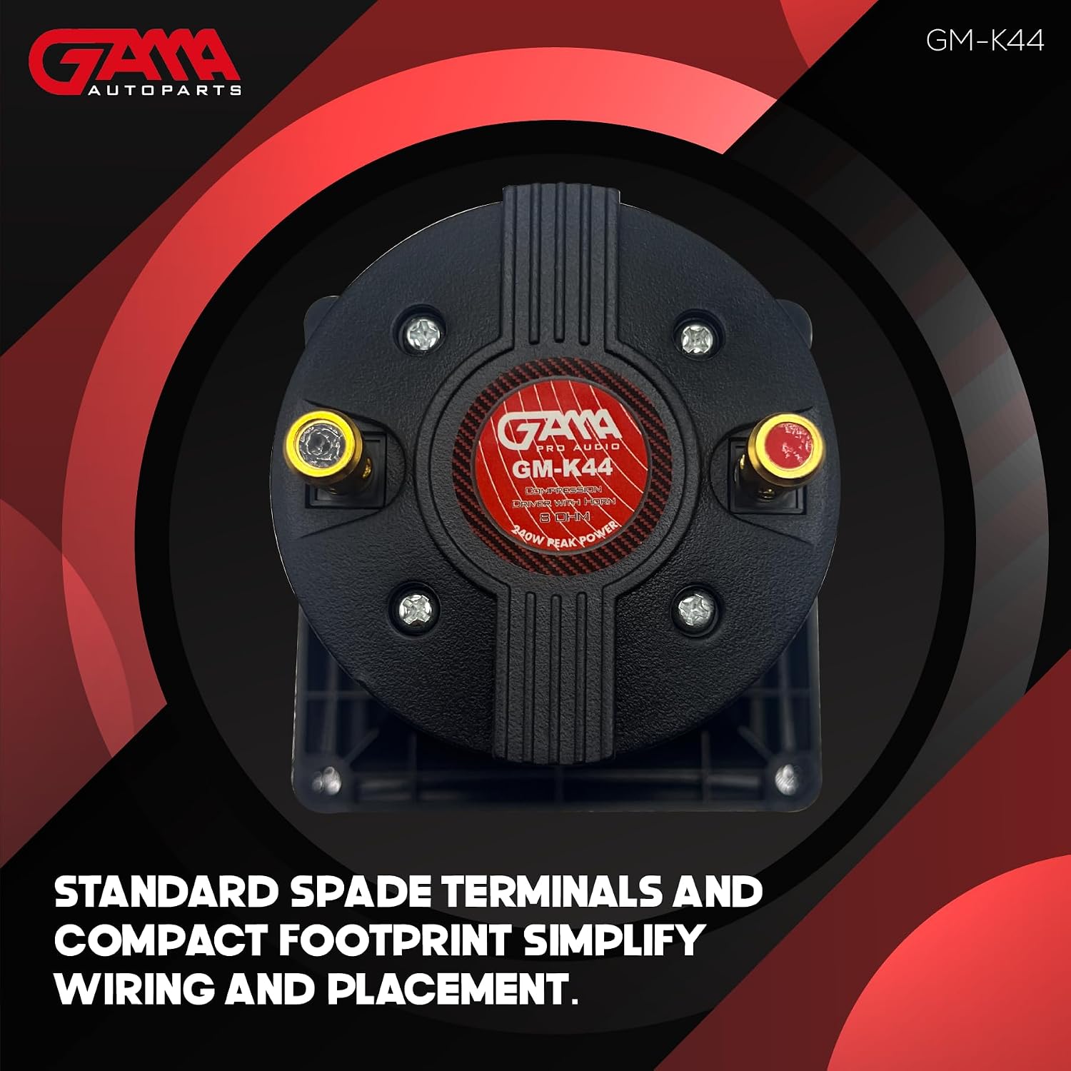 GAMA Audio PRO‑K44 ABS Horn Tweeter, 8‑Ohm High‑Efficiency Compression Super Tweeter