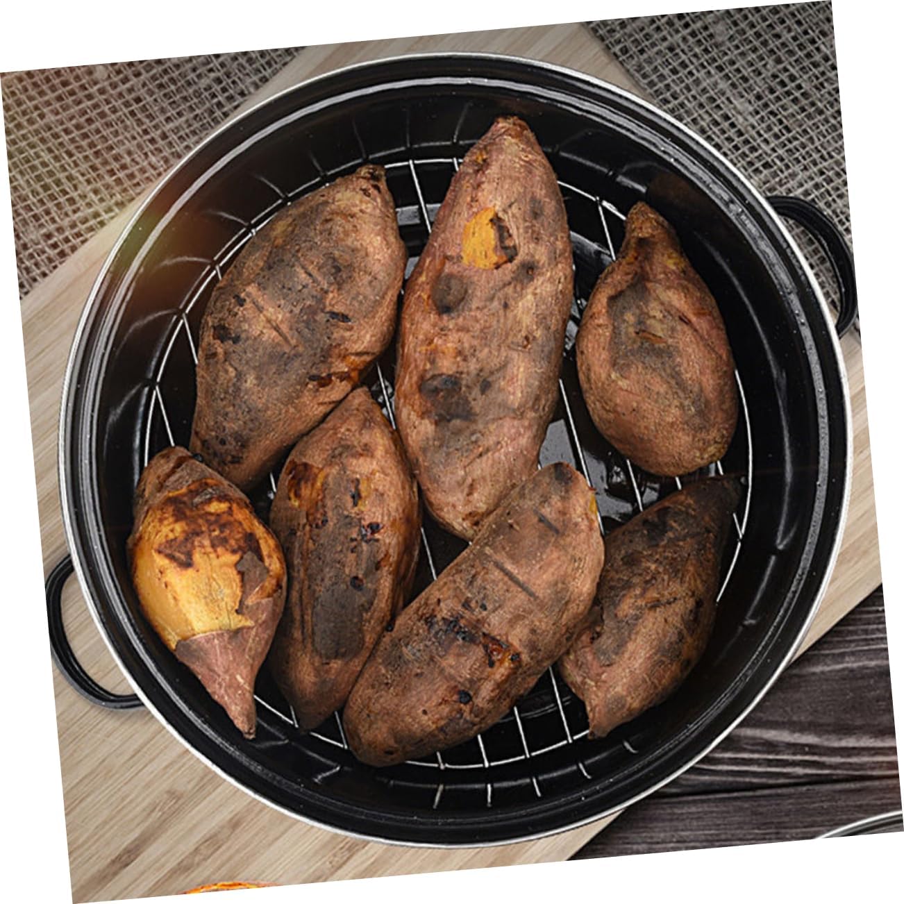 Enamel Roasting Pot Nonstick Barbecue Pan Roaster Baking Pan Home Kitchen Roaster