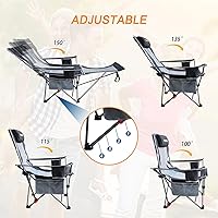 Vista 4 de Reclining Camping Chair with Removable Footrest Lounge Chair with Headrest, Cotton Cushion, Portable Adjustable Folding Chairs