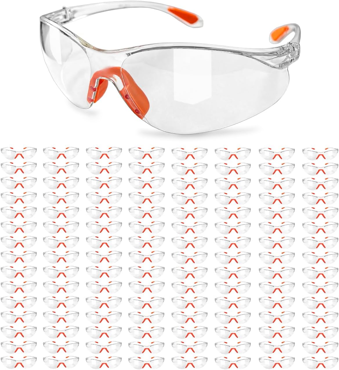 12 Packs Orange Safety Glasses for Men and Women - Clear Working Glasses and Goggles for Ultimate Eye Protection