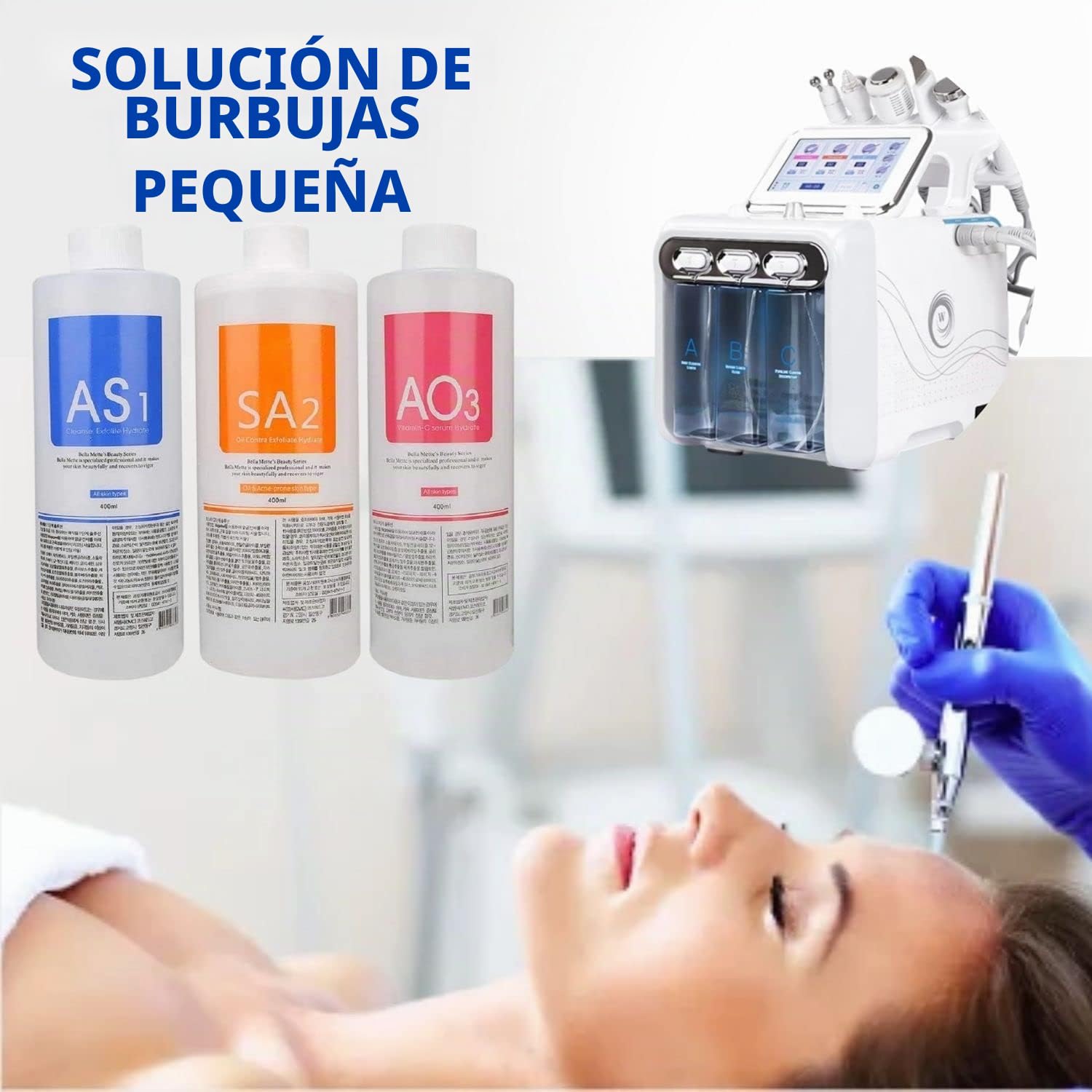 Aqua Peeling Solution, Top Salon Skin Scrub, Hydra Skin Scrub Solución especial, pequeña solución de burbujas (3 botellas x 400 ml)