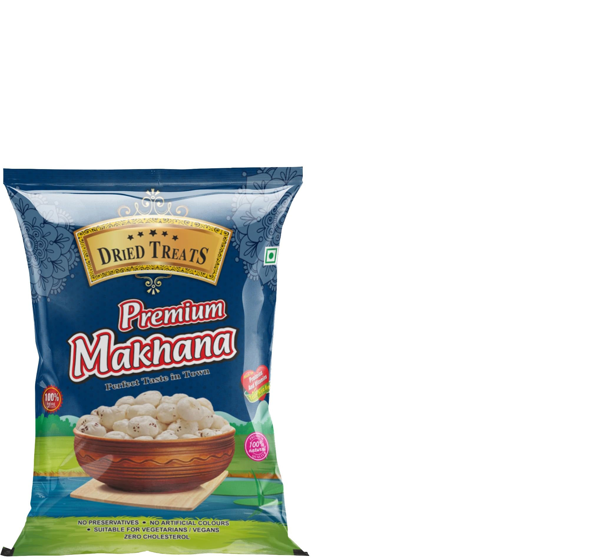 Dried Treats Makhana 200 Grams Fit for Fasting Crunchy and Gluten-Free Fox Nuts Rich in Protein Ideal for Healthy Snacking Phool Makhana for Roasting & Cooking