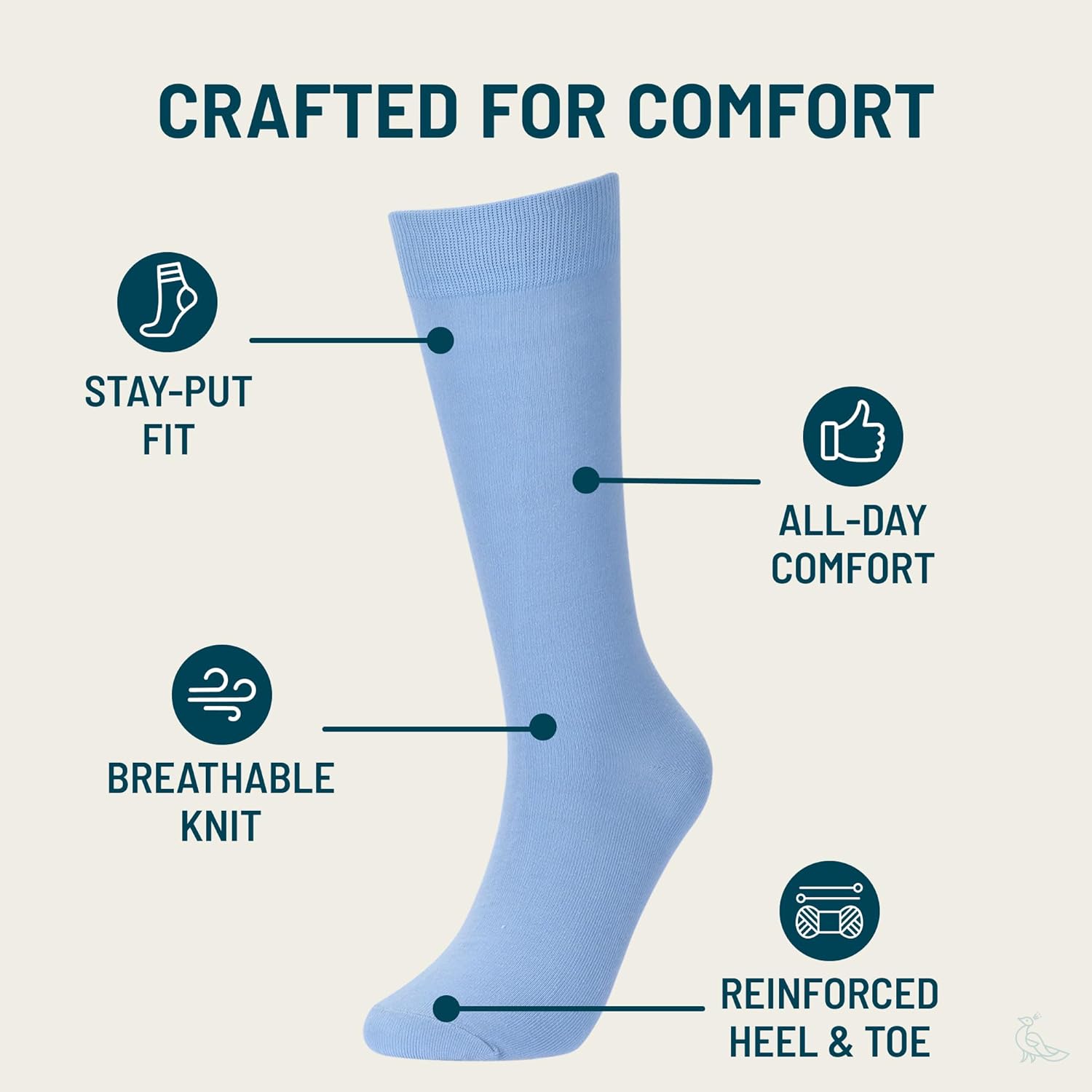No Cold Feet Men’s Blue Dress Socks – Classic Soft Crew Dress Socks, All-Day Comfort for Work, Business or Weddings - Image 3