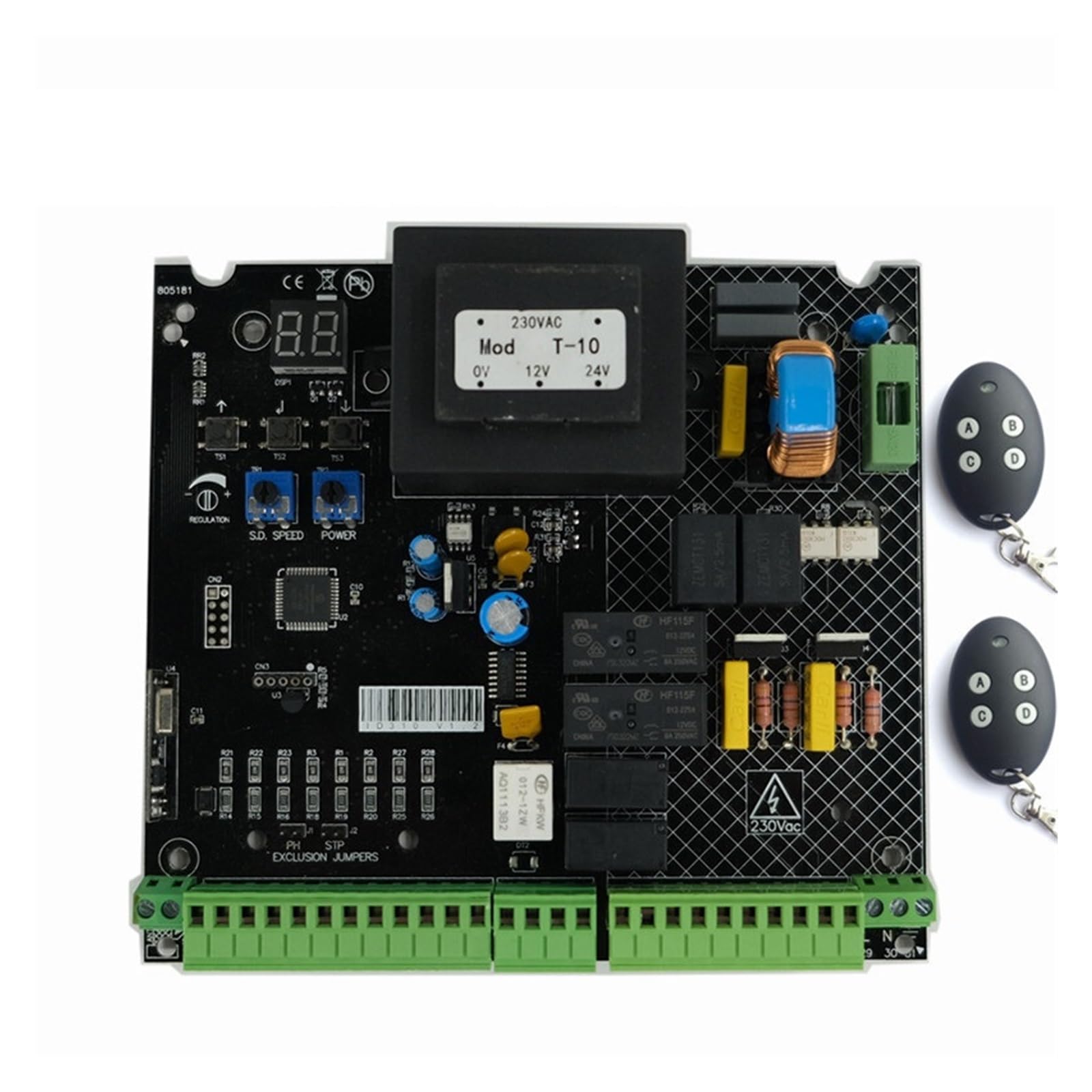 PCB Board Control Board for AC Sliding Gate Opener Replacement Circuit Control Board Panel Motherboard Card Strong Sensitivity(1 Board and 2 Remote)