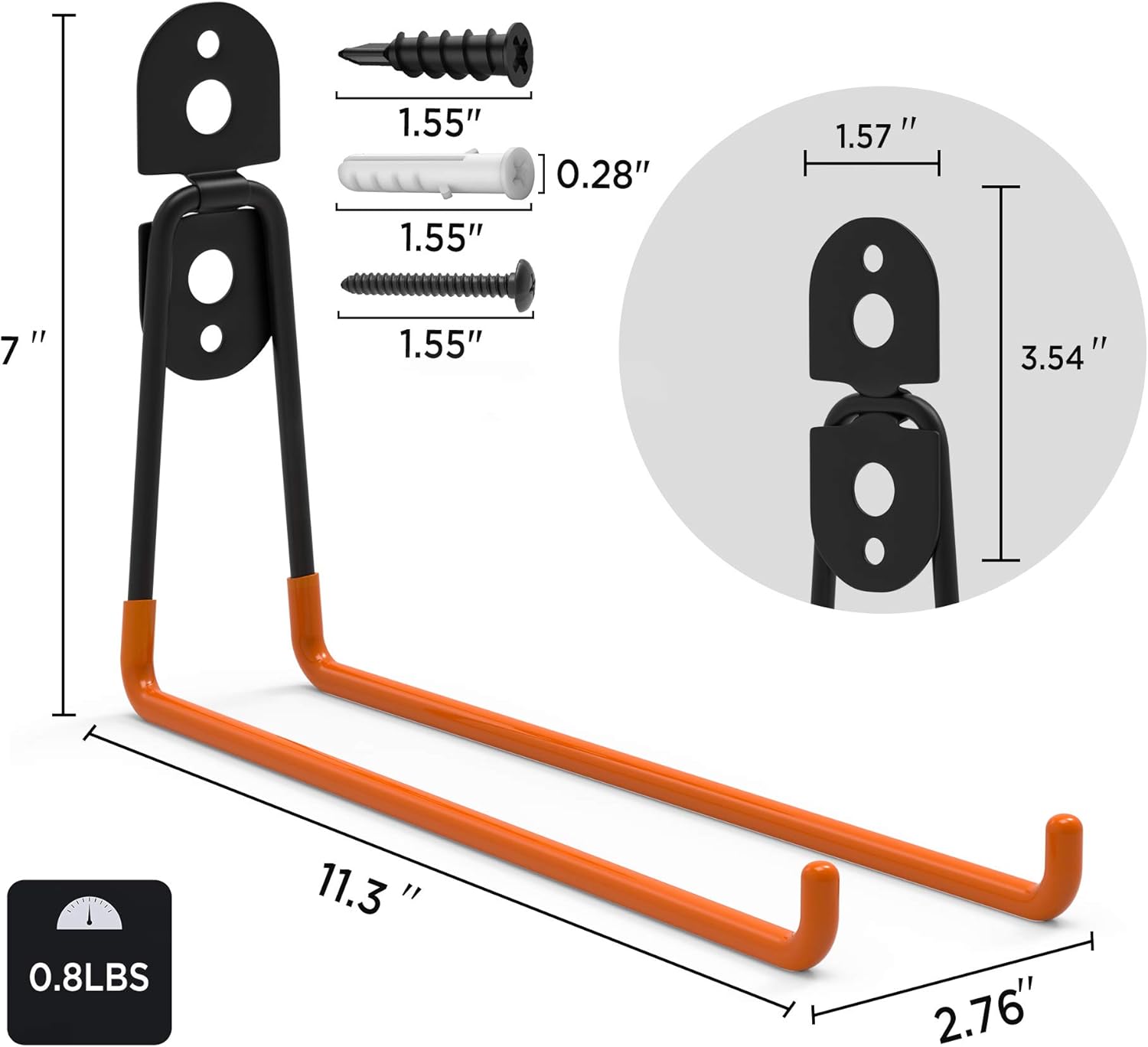 ORASANT Heavy Duty Garage Hooks With 3 Unique Welding Points, Loading 99LBS, Super Strong Garage Storage Hooks For Bikes Ladders Tools, Utility Garage Wall Hooks for Garage Organization (10Pack Orange) - - 