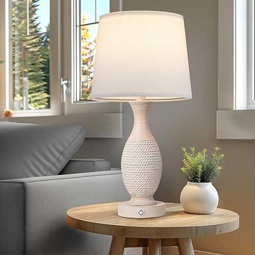 Miniatura 7 de Seealle Juego de 2 lámparas de noche de 22.2 pulgadas con USB C+A, lámparas táctiles regulables para mesitas de noche, dormitorio, sala de estar