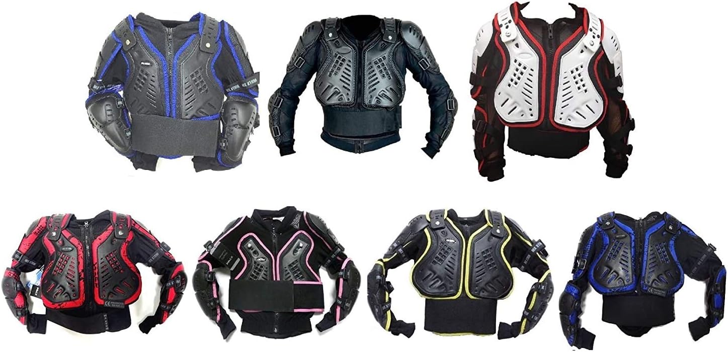 MOTORBIKE KIDS ARMOUR XTRM JUNIOR BODY ARMOR JACKET New Motocross Quad MX Off-Road MTB PIT Racing Chest Spine Elbow & Shoulder Professional ATV Sports - White/Red - S / 6 year