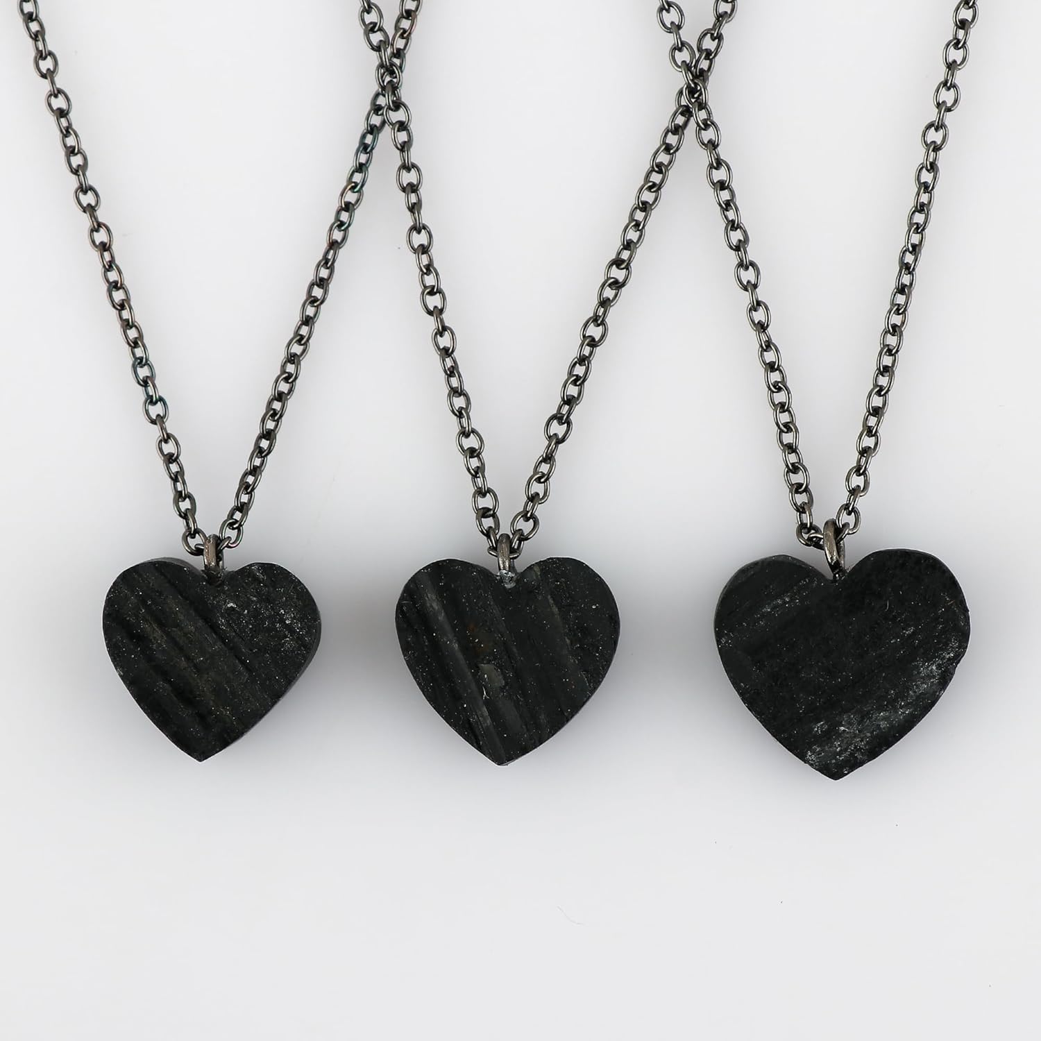 TGH Raw Black Tourmaline Heart Druzy Stone Pendant Necklace Crystal Pendant 10-20 mm Necklace for Women 16 + 2 Inches Adjustable Plated Chain Christmas Gifts (black-plated-base) - Image 3