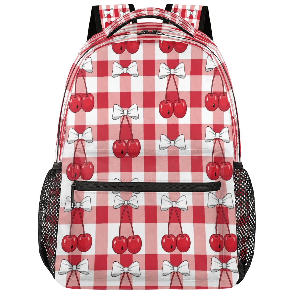 Mochila escolar de viaje Cherry Check de 15.6 pulgadas para estudiantes 8