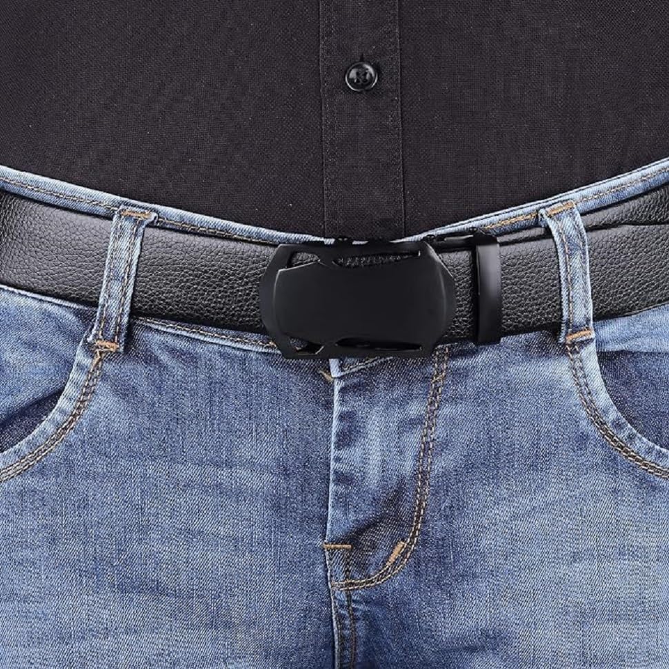 Image of ZEVORA Men's Auto Lock Buckle Leather Belt for Men, Formal /Casual,Autolock 01