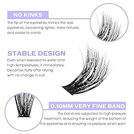 Lash Clusters Kit for Using at Home: Ultra-light, DIY, Natural, Fluffy, Wispy, Waterproof, Anime, Manga, Cat Eye, 3D Curl, 12-16mm, 60P+80P, Wendy, RT318