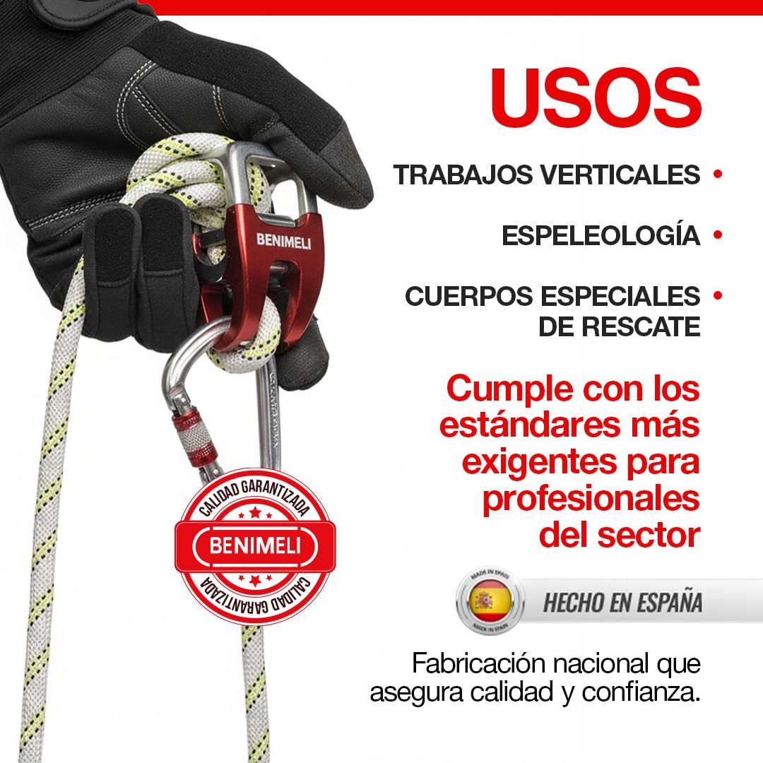 Cuerda Semiestática Profesional - SOGA Gruesa de Nylon para Trabajos Verticales - Cuerda Resistente Exterior y Duradera - Diferentes Tamaños Disponibles - 11 MM (100)