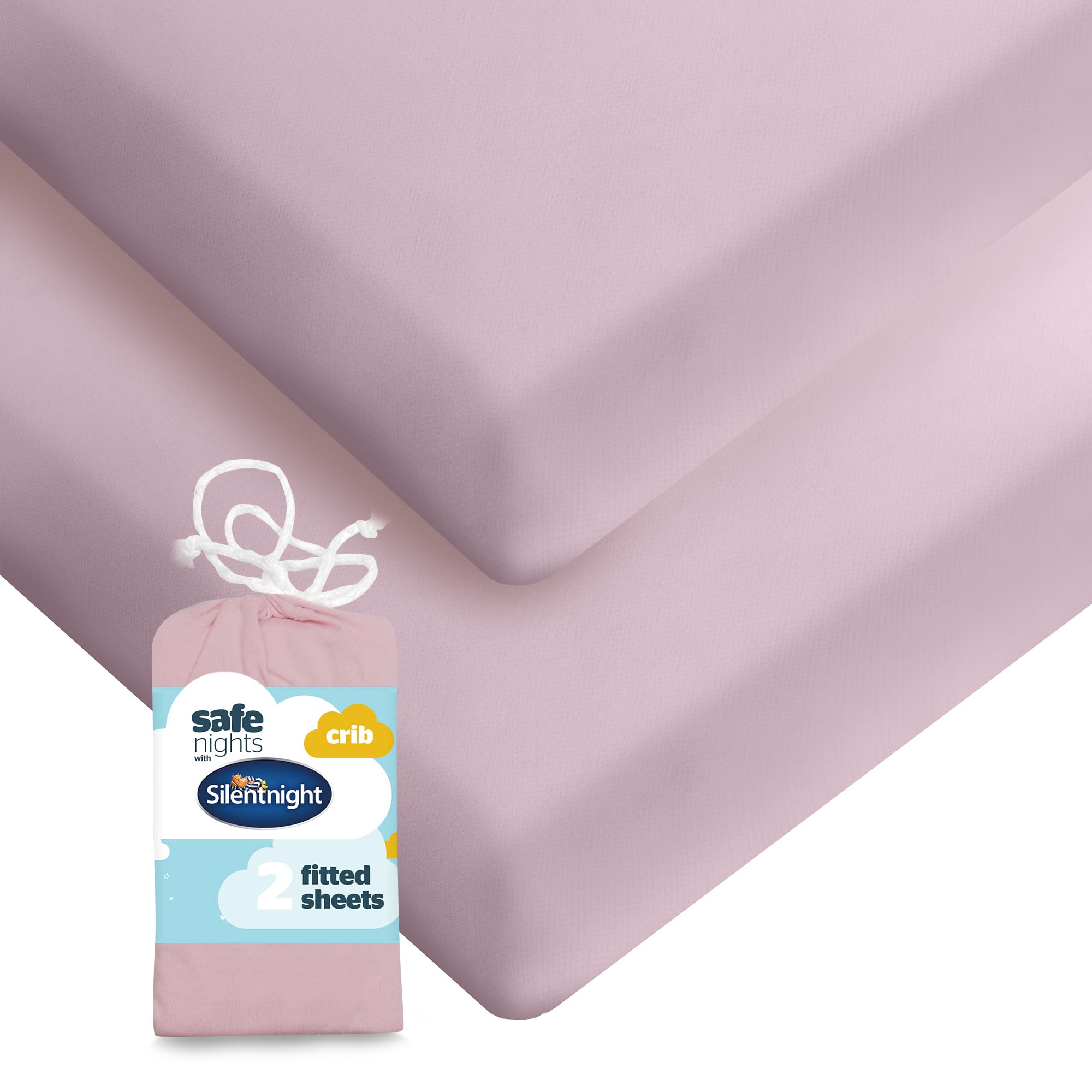 Silentnight Safe Nights Fitted Sheet, Crib Mattress, Breathable 100% Cotton Jersey, Super Soft Kind to Baby Skin, 90x40cm