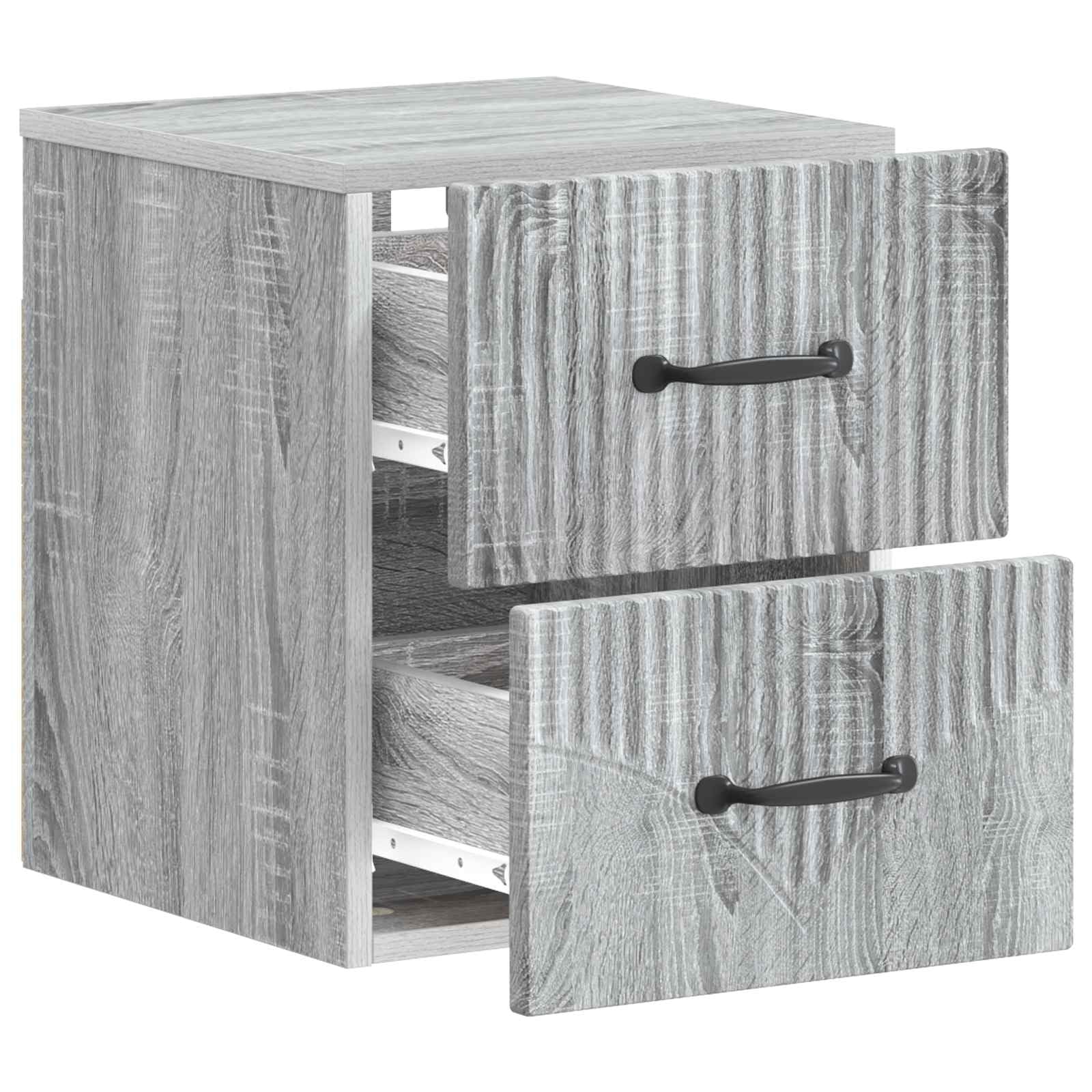 Lot de 2 tables de chevet murales en gris Sonoma de 34,5 x 33 x 40 cm, design moderne, solution peu encombrante pour chambre à coucher, matériau en bois robuste, polyvalent