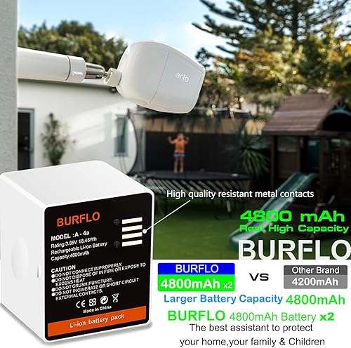 Miniatura 3 de Paquete de 2 baterías recargables para cámaras Arlo Pro 5/5S 2K/Arlo Pro 3/Pro 4/Ultra/Ultra 2, modelo A-4A, ‎VMA5400 VMC4040 VMC4040P VMC5040