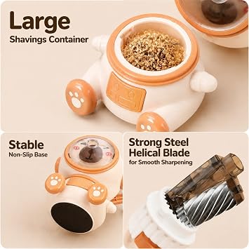 Cute Capybara-Shaped Pencil Sharpener, Manual Hand Crank, Auto-Feed
