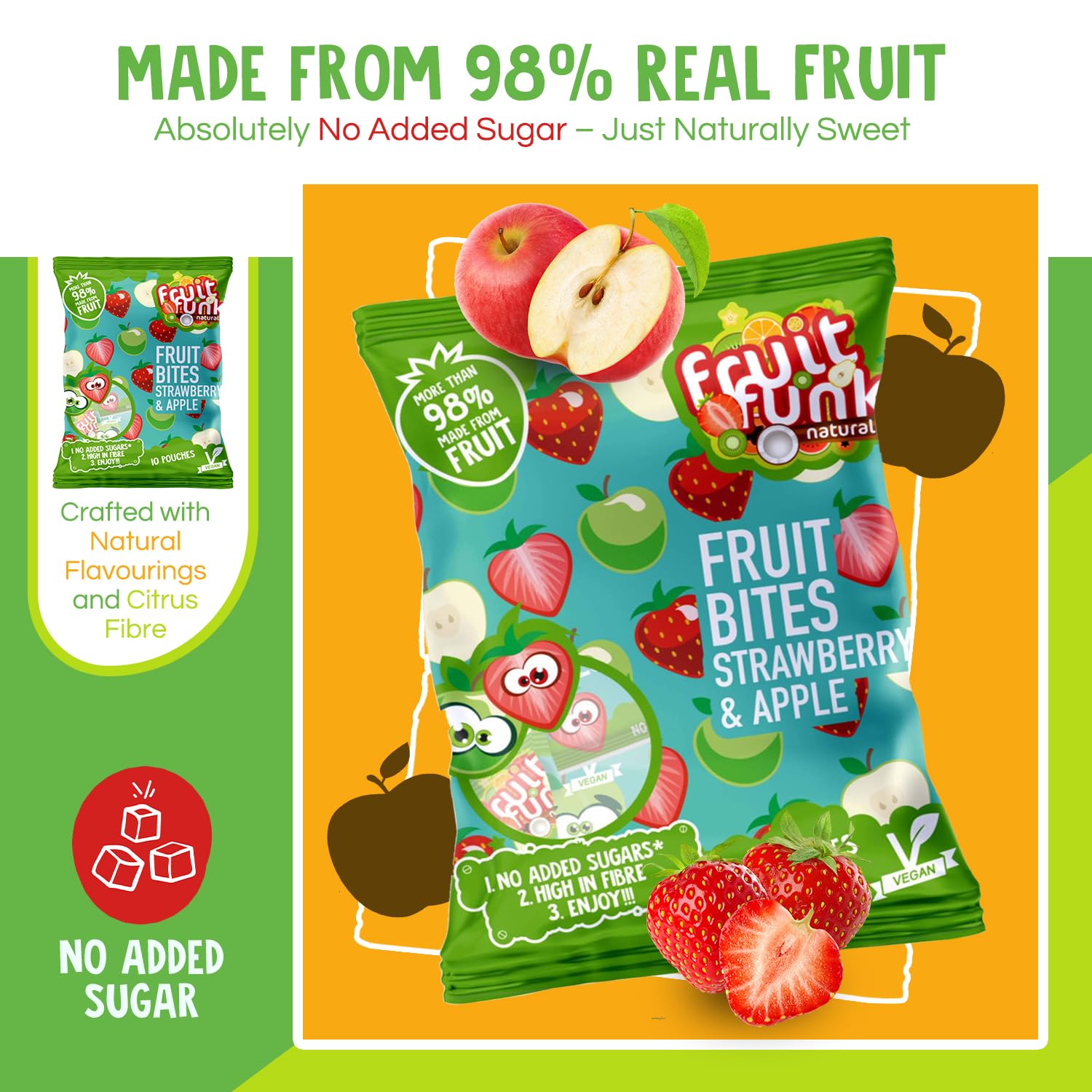 FRUITFUNK Fruit Snacks Bulk Bites | Multibag | Low Sugar Healthy Dessert for Kids | Natural Fruit Snacks | Made from Real Fruit | High Fiber | Vegan | Allergen Free |Harvest Snacks- 80 Pack