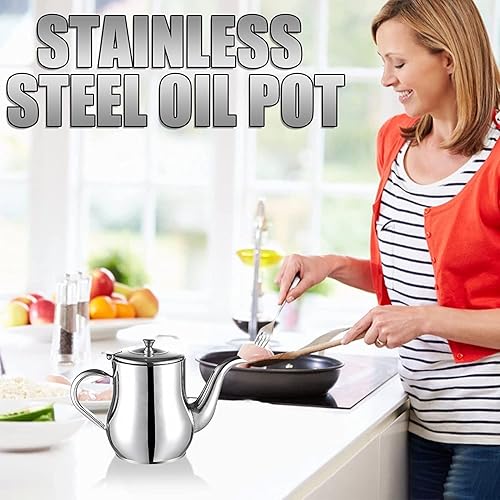 Miniatura 2 de Olla de filtro de aceite de acero inoxidable, recipiente de grasa de cocina de 243248 onzas, recipiente de grasa de tocino con tapa de filtro de