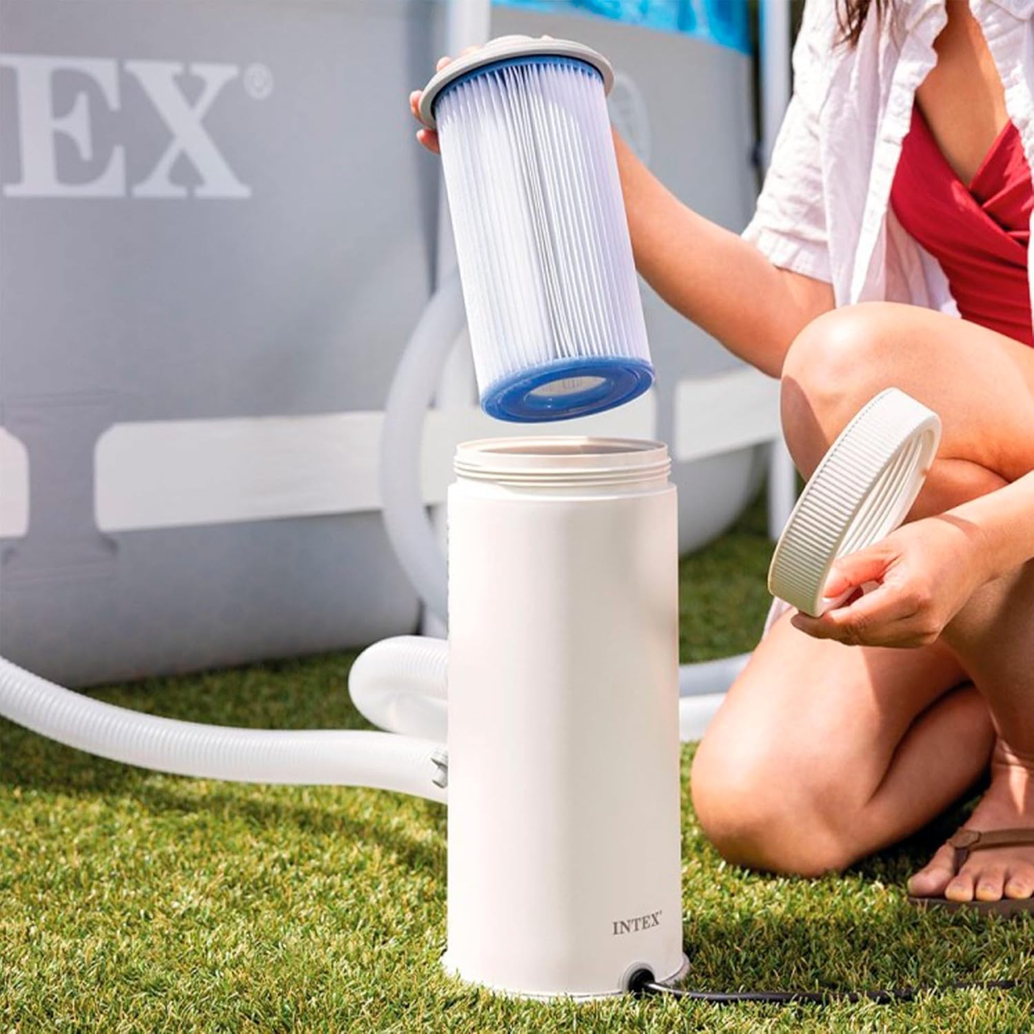 Intex Bomba Filtro de 530 GAL, Blanco, Gris.