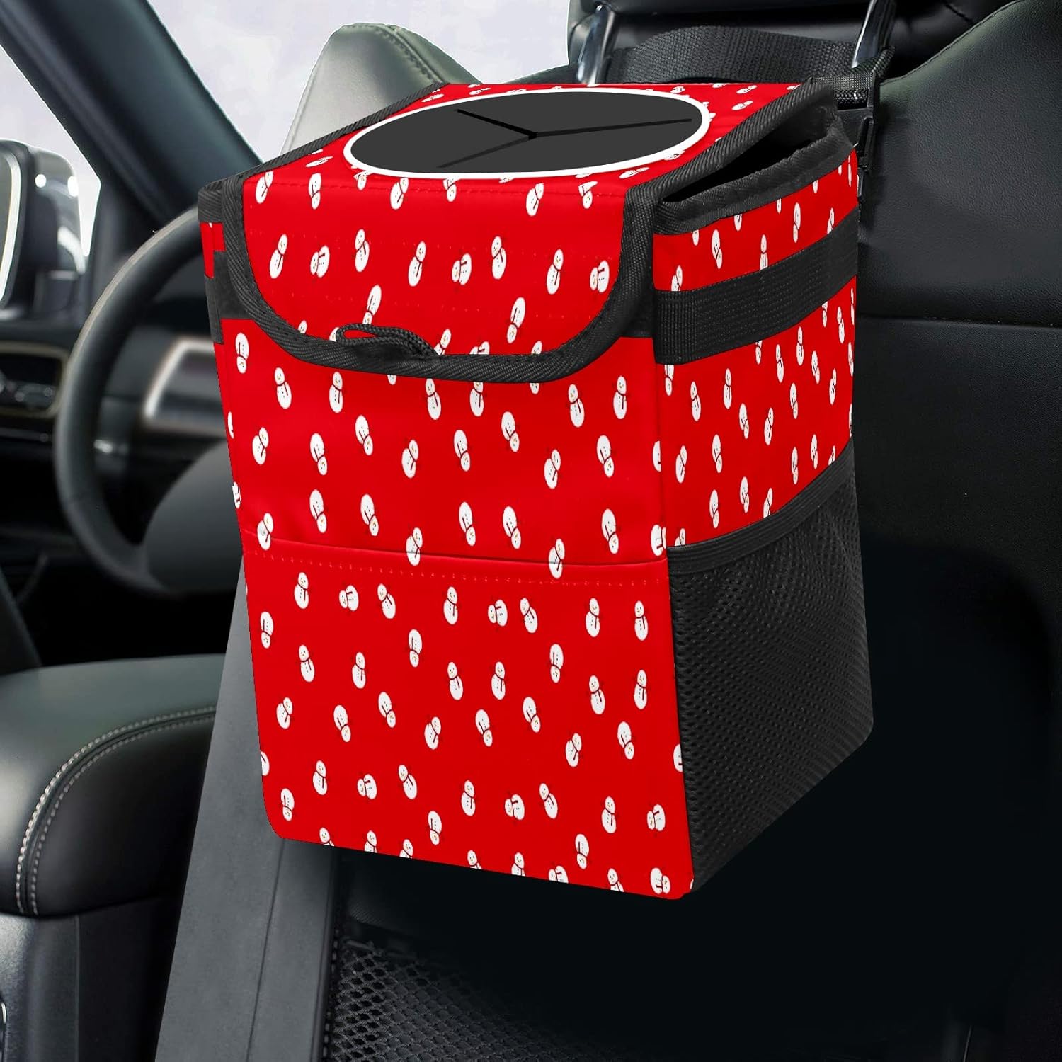 Collapsible Car Trash Can with Lid Hanging for Front Seat Headrest LeakProof Auto
