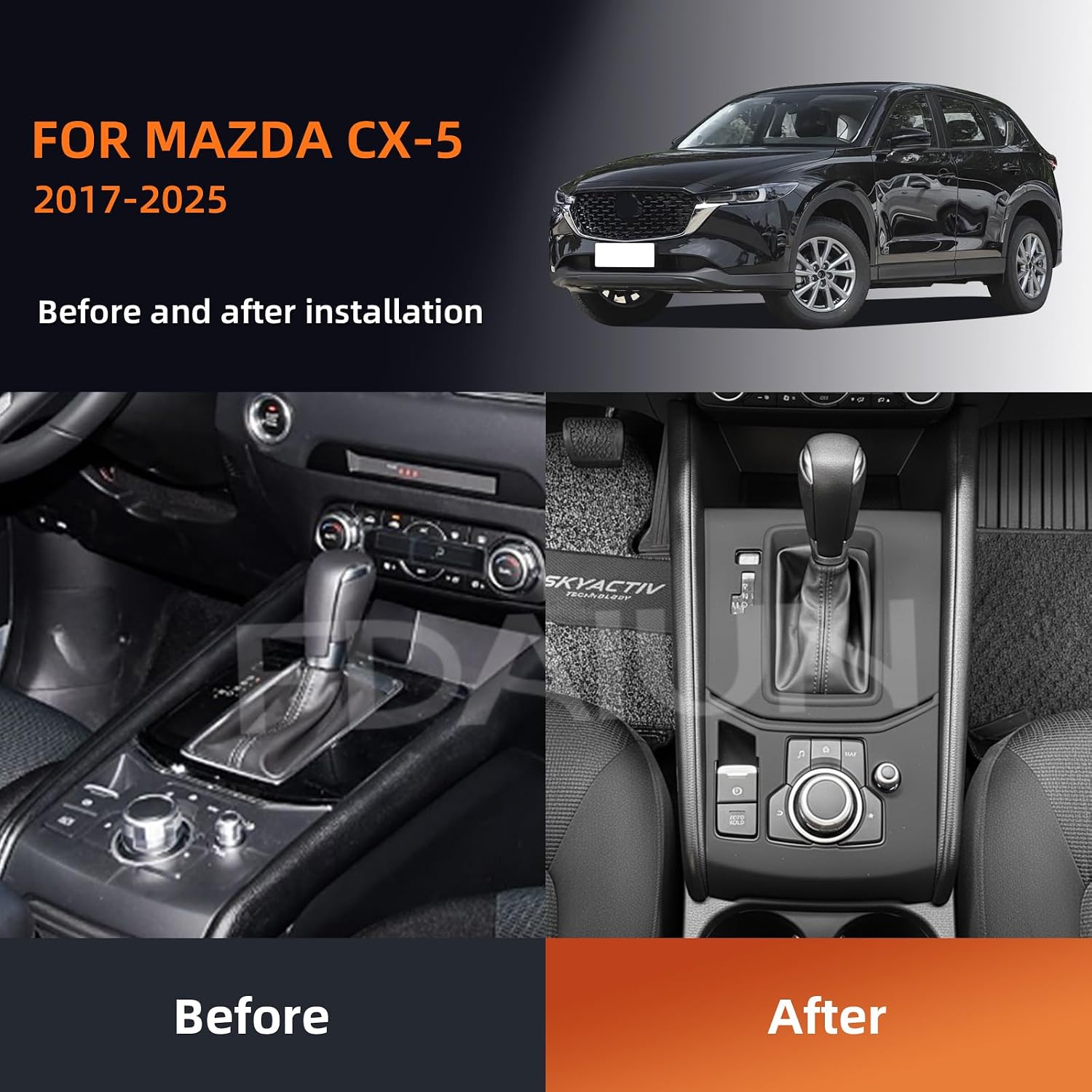 Gearshift Panel Protective Pad for 2017-2025 Mazda CX-5 Silicone Waterproof Central Control Interior Accessories (Black, One Button)