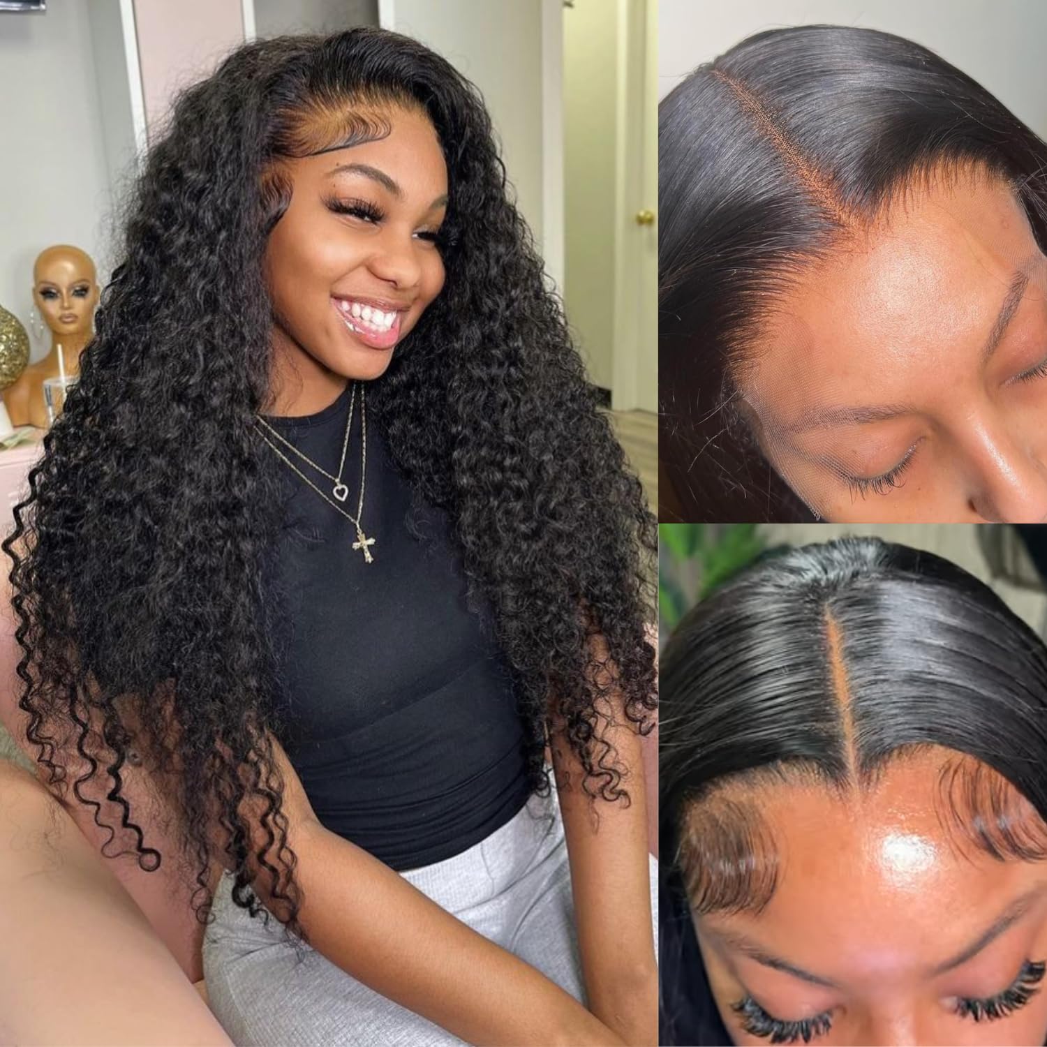 5x5 SKINLIKE Real HD Lace Closure Wig Human Hair 250% Density 0.1 Mm Ultra-Thin Swiss Lace Deep Wave Wigs Wear And Go Glueless Wigs Human Hair Pre Plucked Bleached Small Knots Human Hair Wig (18 Inch)