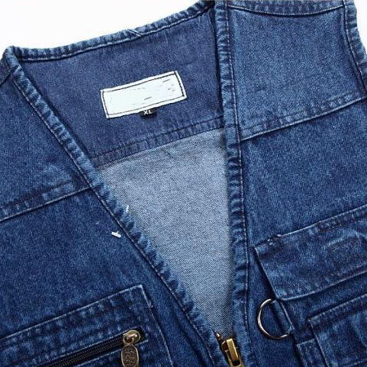 Chaleco Vaquero para Hombre Chaleco Sin Mangas con Multibolsillos Chaleco De Pesca Casual para Exteriores Chaqueta De Camping para Fotografía De Utilidad