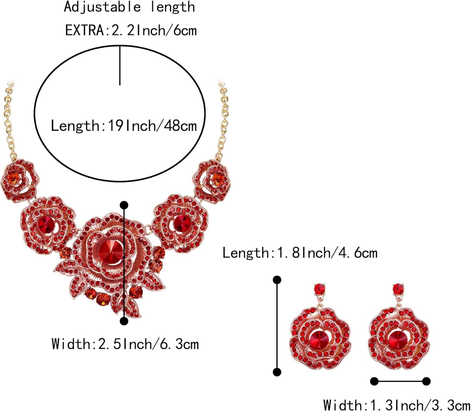 BriLove Gorgeous Stunning Crystal Layer Flower Cluster Statement Necklace Dangle Earrings Jewelry Set for Women Bridal Bridesmaid - Image 4