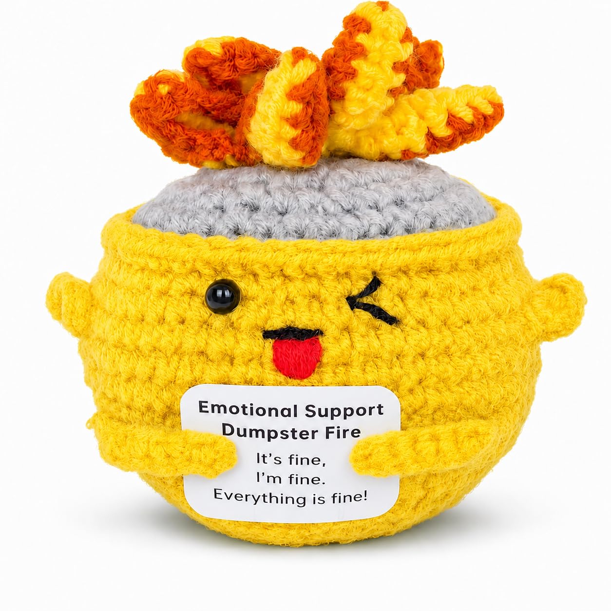 Emotional Support Dumpster Fire Crochet (Yellow)