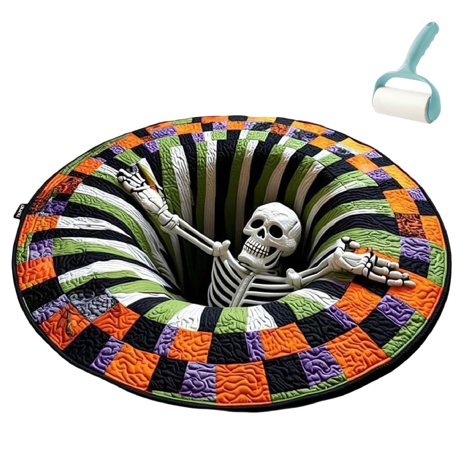 Halloween 3D Optical Illusion Rug, Scary Depth Pattern Floor Mat，D：80cm